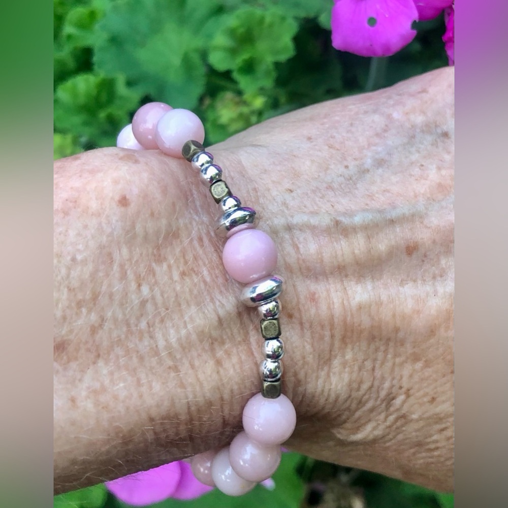 Pink Opal Stretch Bracelet, Brand NEW! Genuine Gemstones, Gift of Love, Handmade